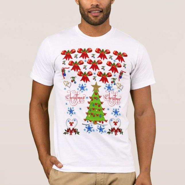 Camiseta branca de manga curta de Natal para homem (Frente)