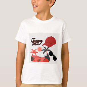 Camiseta branca de manga curta para meninos com vi