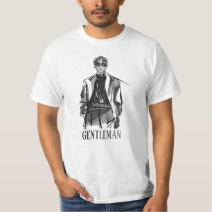 Camiseta branca de meia manga com Brush Gentleman