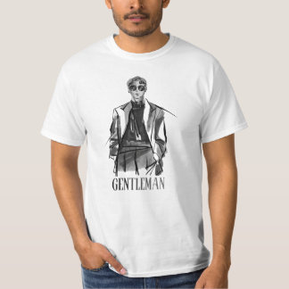Camiseta branca de meia manga com Brush Gentleman