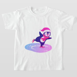 camiseta branca de menina com patinagem no gelo de