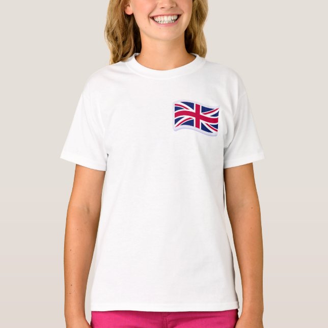 Camiseta Branca de Meninas c/ Union Jack (Frente)