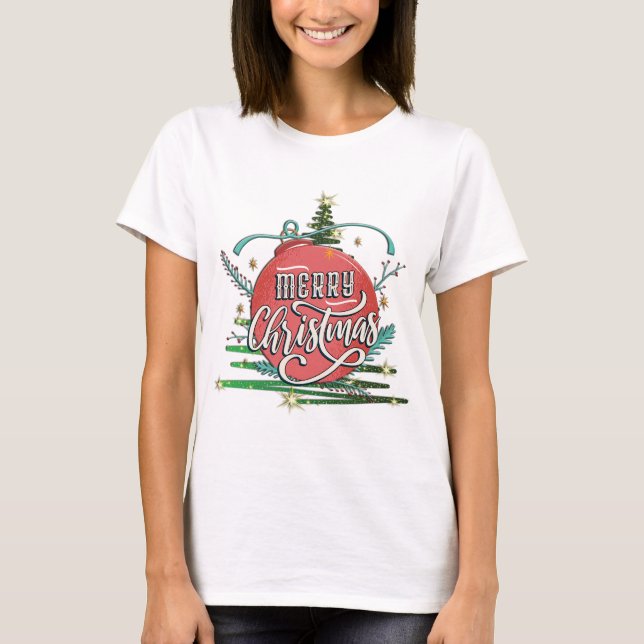 Camiseta Branca de Natal Festiva (Frente)