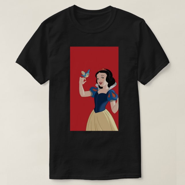 Camiseta Branca de Neve com Camisa-T Clássica de Pássaro (Frente do Design)