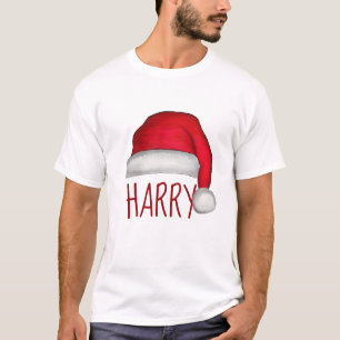 Camiseta Branca de Papai Noel, Pintado com Vermelhos
