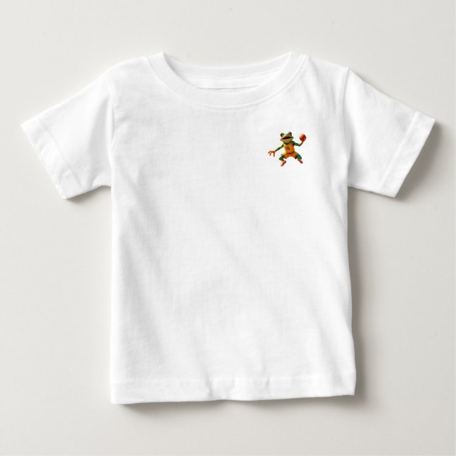 Camiseta branca de sapo de basquete infantil com c (Frente)