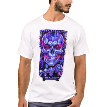 Camiseta Branca de Streetwear Neon Skull