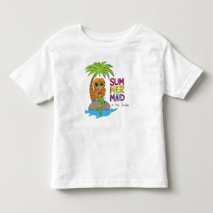 Camiseta Branca de Verão de Sereia Fofa para Crian