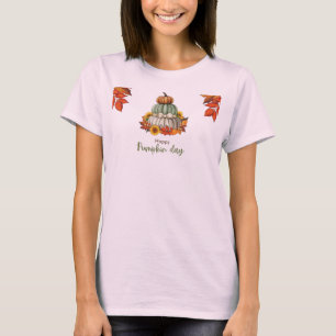 Camiseta branca do dia da abóbora