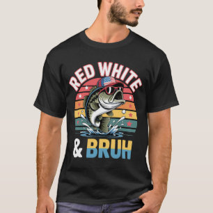 Camiseta Branca e Bruh Vermelho de Pesca Patriótica