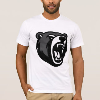 Camiseta Branca Gráfica com Face de Urso Rugindo