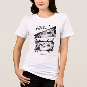 Camiseta Branca Gráfica de Menina de Anime