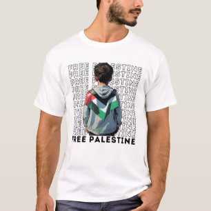Camiseta branca GRATUITA PALESTINA para o homem