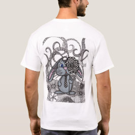 Camiseta Branca Masculina com Impressão de Coelho