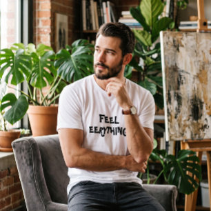 Camiseta Branca Masculina Feel Everything   Casual