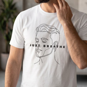 Camiseta Branca Minimalista 'Just Breathe'   Arte 
