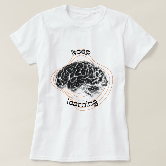 Camiseta Branca Motivacional Aprender Sempre (Frente do Design)