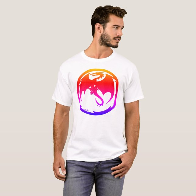 Camiseta branca Neon Dragon (Frente Completa)