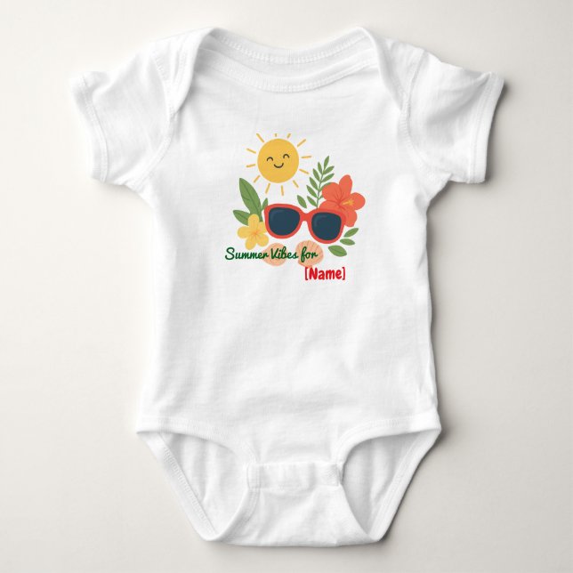 Camiseta Branca Personalizada de Bebê Vibrações de (Frente)