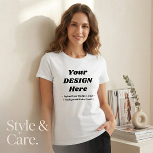 Camiseta Branca Personalizada para Mulheres Crie S
