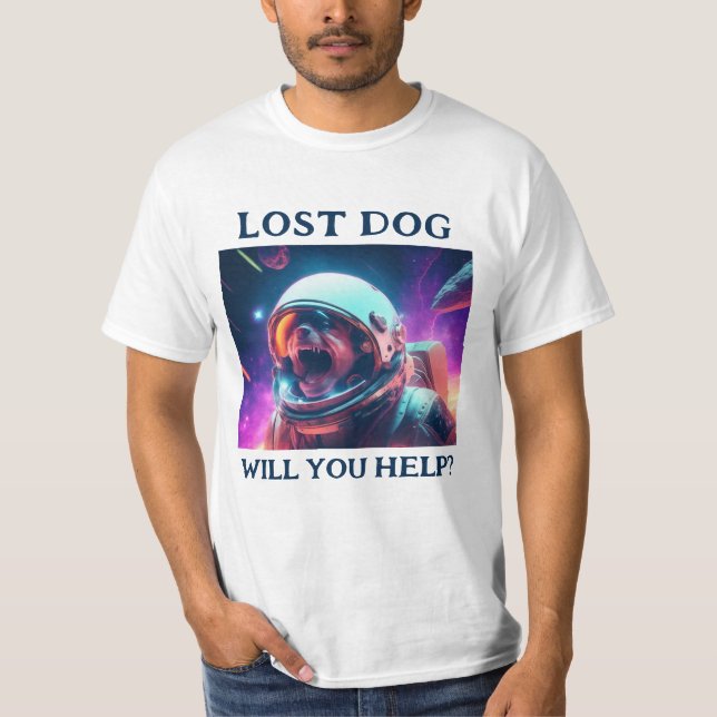 Camiseta Branca Personalizável de Cão Perdido (Frente)