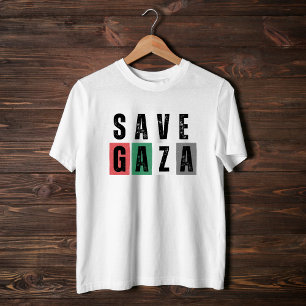Camiseta branca SAVE GAZA para o homem