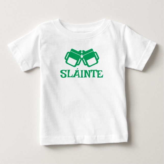 camiseta branca SLÁINTE para bebé (Frente)