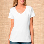 Camiseta Branca-V-Pescoço/Personalizar<br><div class="desc">T-Shirt do Pescoço V: Crie seu T-Shirt personalizado por texto. Ajustes fáceis (botão Editar Design) adicionando mais texto,  cores de fundo ou mais imagens.</div>