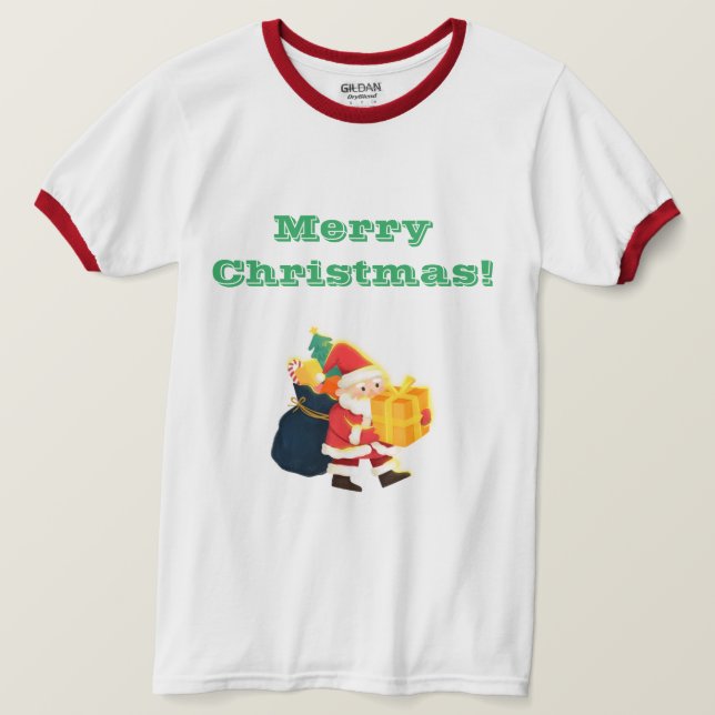 Camiseta Branca/Vermelho Feliz Natal Desejos Impressos (Frente do Design)