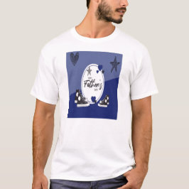 Camiseta Branco Azul Pai e Sapatos de Crianças Cam