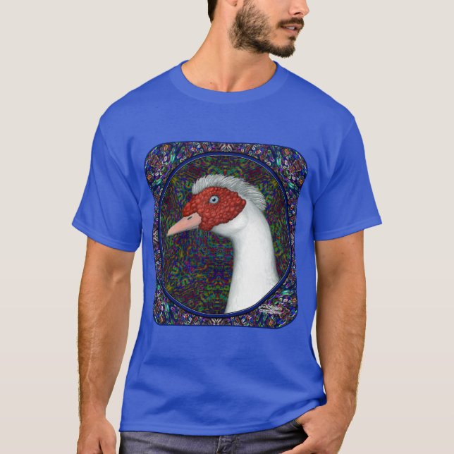 Camiseta Branco da cabeça do pato de Muscovy (Frente)