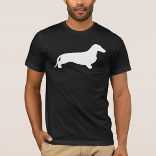 Camiseta Branco da silhueta do Dachshund + suas ideias