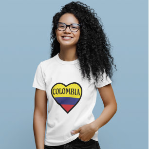 Camiseta Branco da Sinalizador do Coração Colômbia