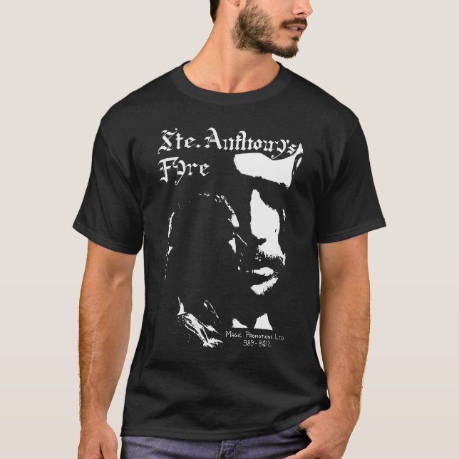Camiseta Branco de Fyre de Sainte Anthony no preto (Frente)