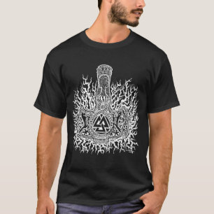 Camiseta Branco de Mjolnir-Valknut