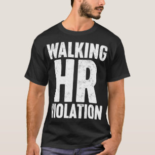 Camiseta Branco de Violação de RH Andando