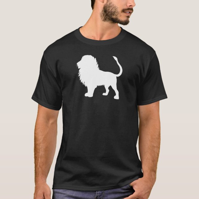 Camiseta branco do leão na obscuridade (Frente)