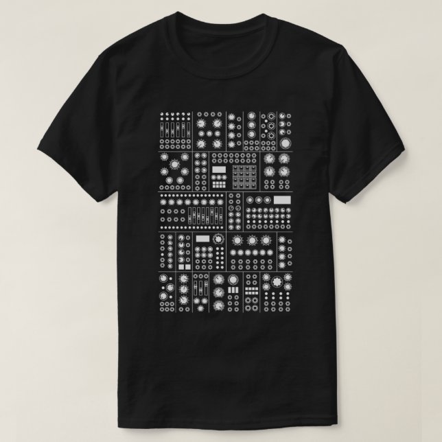 Camiseta Branco do Synthesizer Modular (Frente do Design)