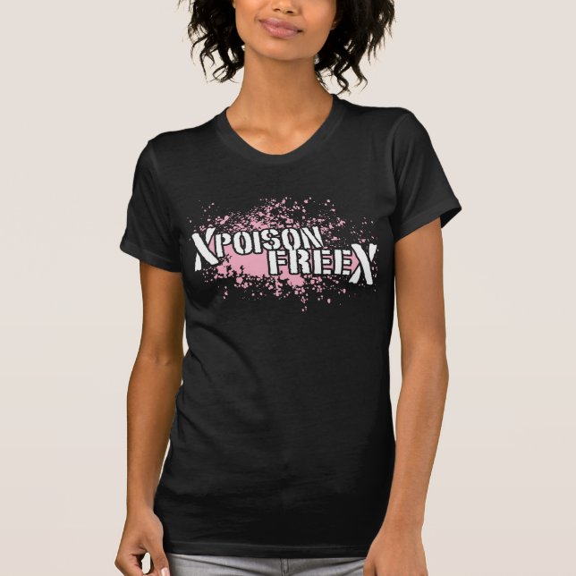 Camiseta Branco do veneno & cor-de-rosa livres (Frente)