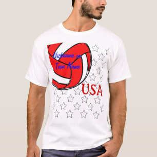 Camiseta Branco dos EUA do voleibol e azul vermelhos