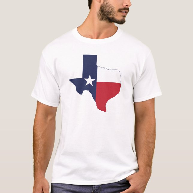 Camiseta Branco dos Homens do Mapa de Bandeiras do Texas (Frente)