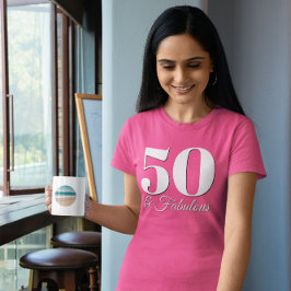 Camiseta Branco e preto 50 e rosa fabuloso