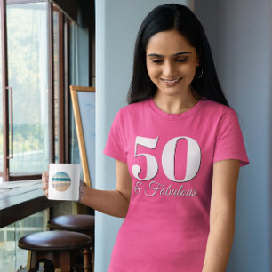 Camiseta Branco e Preto 50 & Fabuloso Rosa