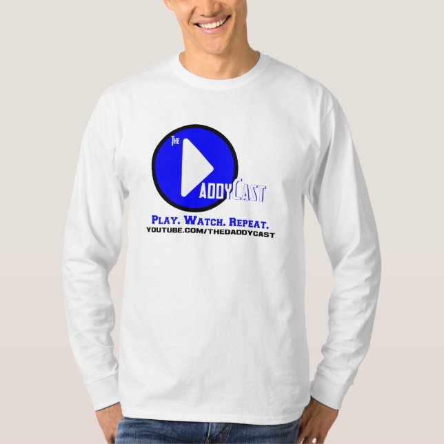 Camiseta Branco/luz longos da Capa de DaddyCast (Frente)