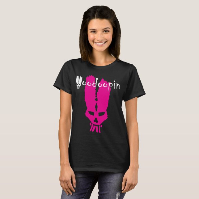 Camiseta Branco magenta do Pin do Voodoo (Frente Completa)
