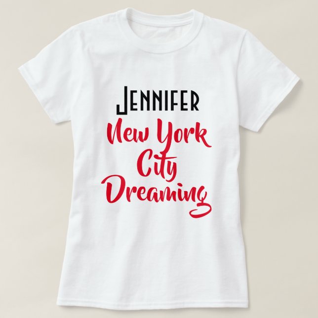 Camiseta Branco personalizado "Jennifer, Nova Iorque Dreami (Frente do Design)