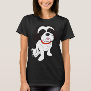Camiseta &Branco preto Shih Tzu