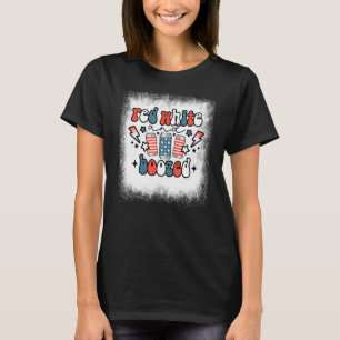Camiseta Branco Vermelho Branqueado e Retro-Americano em Bo