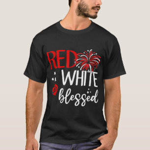 Camiseta Branco Vermelho e abençoado 4 de julho Jesus Patri