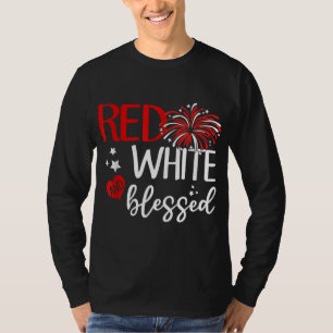 Camiseta Branco Vermelho e abençoado 4 de julho Jesus Patri